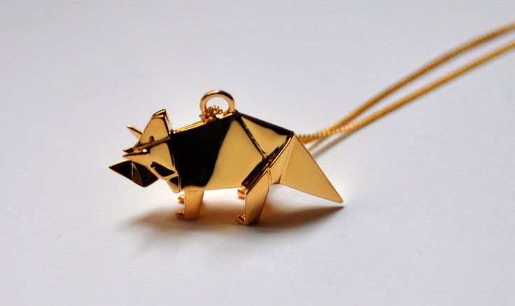 origami triceratops necklace by Jun Maekawa.  